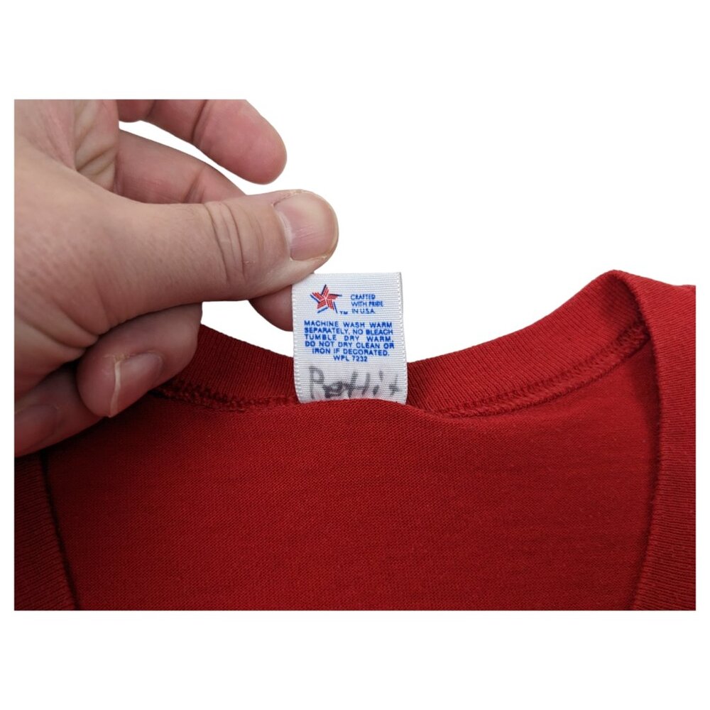 Vintage 80s 90s Single Stitch Jerzees Russell Made In USA Womens Red L Horse - Picture 7 of 12